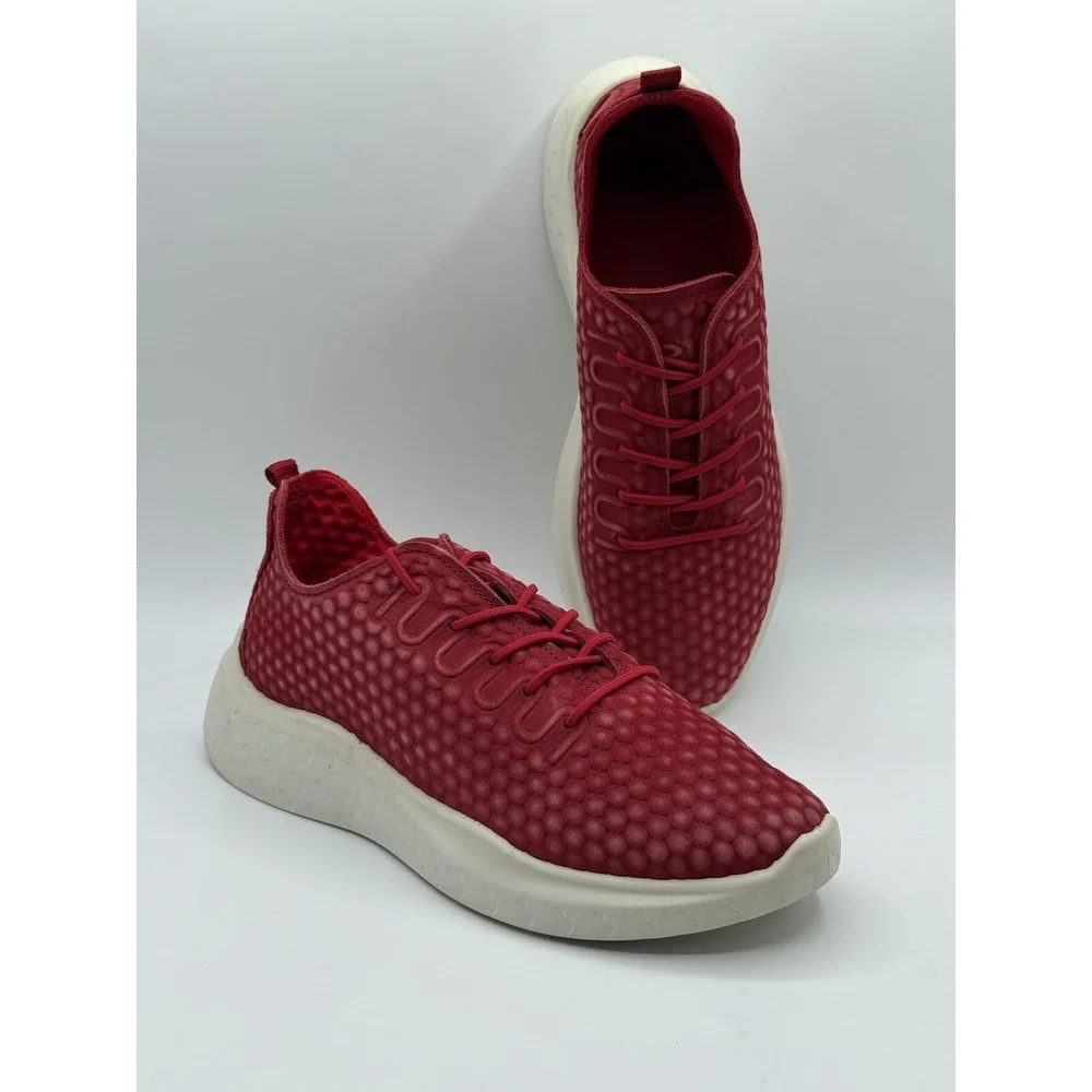 ECCO Therap Shoes Womens 41 Red Nubuck Honeycomb Chunky Platform Sneakers